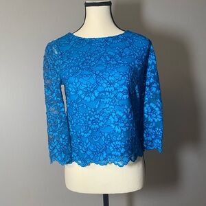 DVF Blue Floral Lace Top